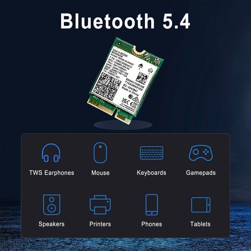OKN WiFi 7 BE200NGW WiFi M.2 Card Tri-Band 802.11be WiFi Module, 6-Stream 9.3Gbps, Bluetooth 5.4, 4K QAM, 320MHz, 802.11BE Adapter for Laptop and PC, Support Windows 10/11 64bit (Not Support All AMD CPU) - Image 5
